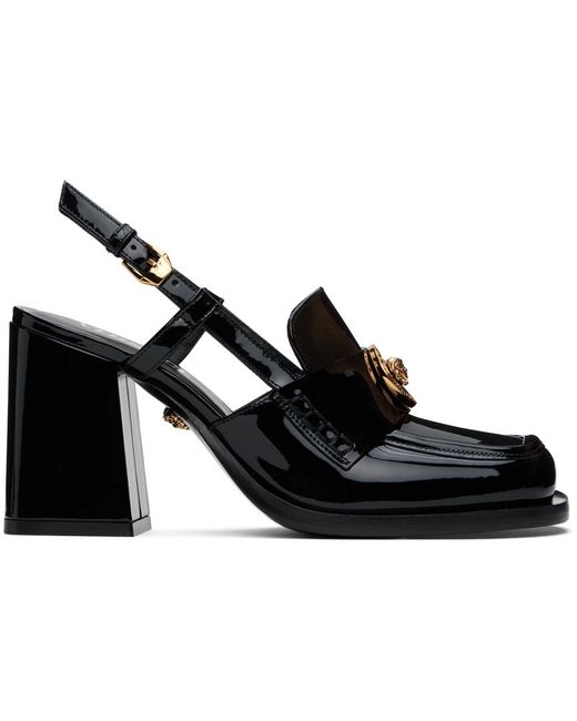 Chaussures à talon bottier noires à bride arrière et à méduse alia Versace en coloris Black