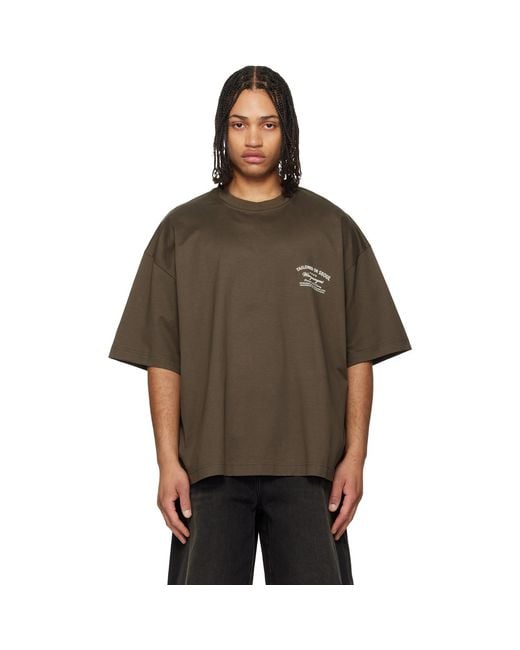 Wooyoungmi Brown Khaki Lettering Graphic T-Shirt for men