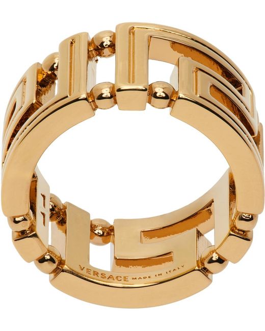 Versace Metallic Gold Greca Ring