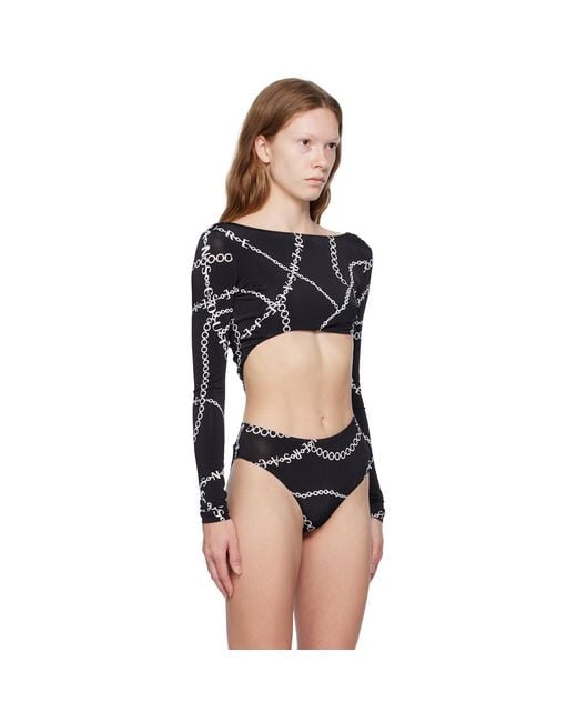 Versace Jeans Couture Black Printed Bodysuit