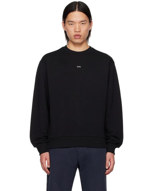 A.P.C. Black Boxy Printed Micro Logo Sweatshirt for men