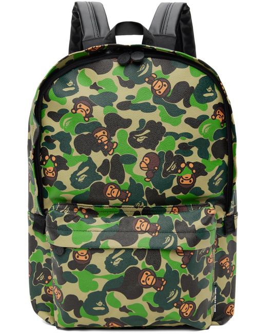 A Bathing Ape Green Baby Milo Abc Camo Large Backpack for men
