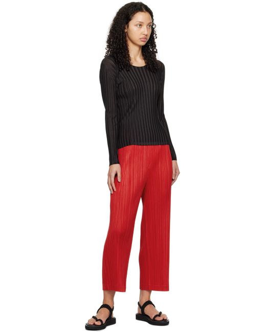 Pleats Please Issey Miyake Red Thicker Bottoms 1 Trousers