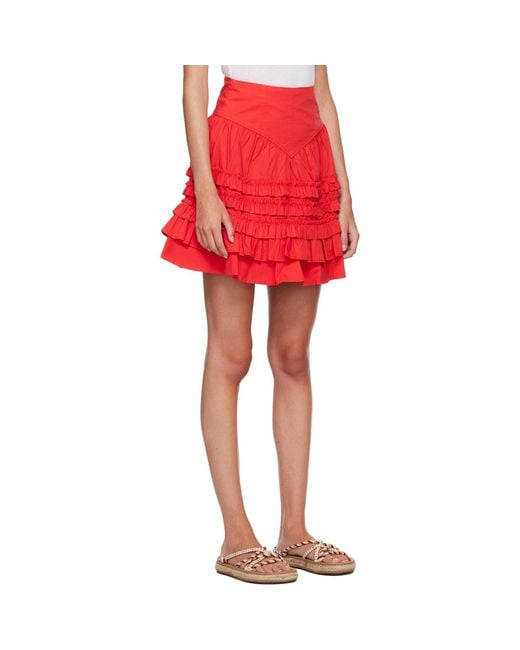 Ganni Red Cotton Miniskirt
