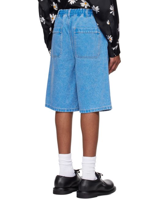 Short Bleu En Denim À Appliqué Floral Marni pour homme en coloris Blue