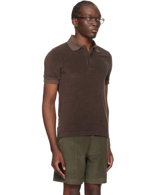 Tom Ford Black Brown Towelling Polo for men