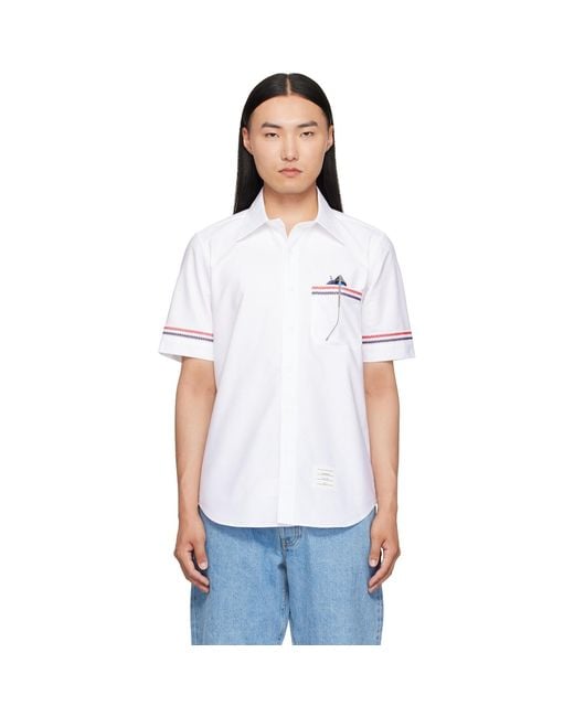 Thom Browne White Straight Fit Oxford Shirt for men