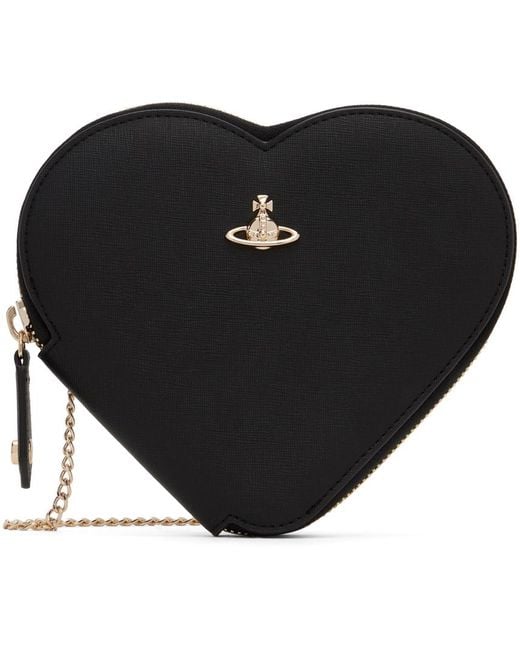 Vivienne Westwood Black Saffiano Heart Crossbody Bag