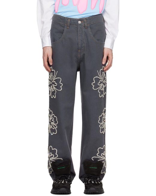 Bluemarble Black Embroidered Jeans for men