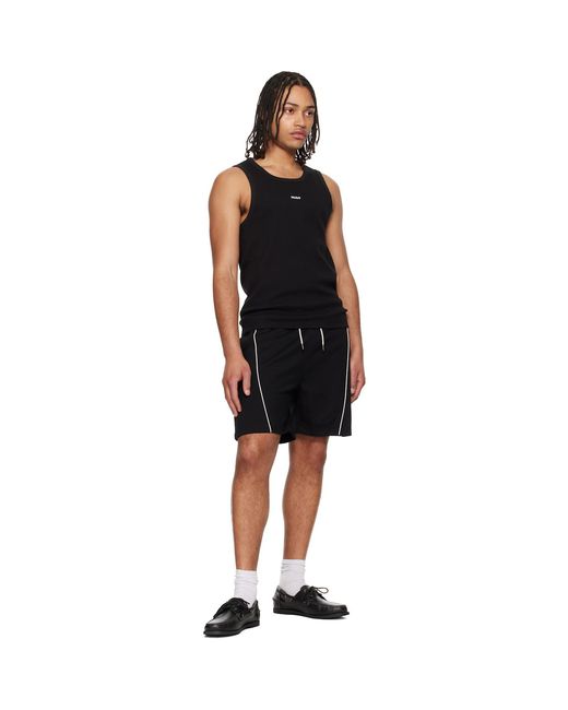 HUGO Black Contrast-Logo Slim-Fit Stretch Cotton Tank Top for men
