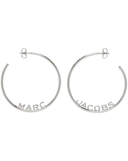 Marc Jacobs Black Silver Monogram Hoop Earrings