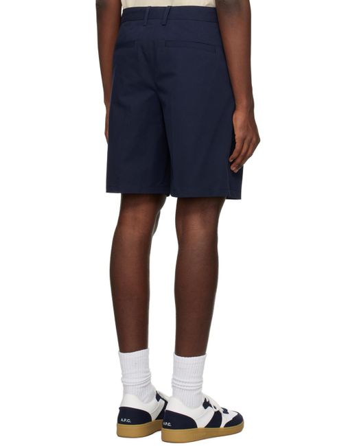 A.P.C. Blue . Navy Terry Shorts for men