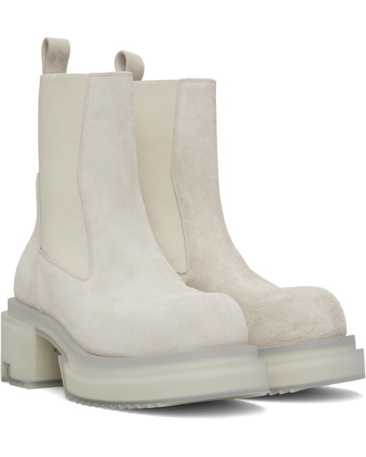 メンズ Rick Owens グレー Hollywood Beatle Bogun チェルシーブーツ White