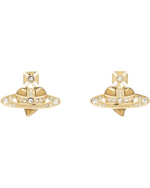 Vivienne Westwood Black New Diamante Heart Earrings