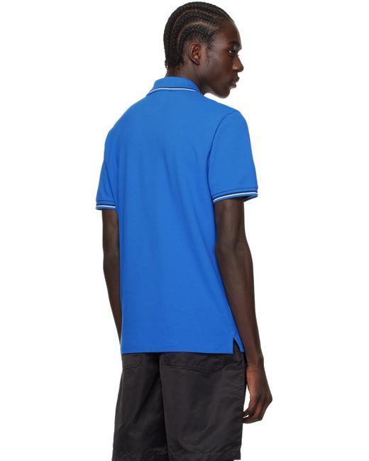 メンズ Emporio Armani ブルー ボンディングロゴ ポロシャツ Blue