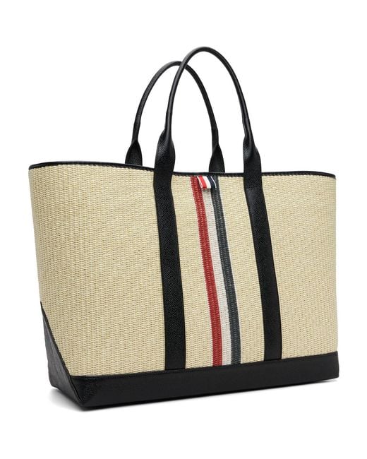 Thom Browne Black Medium Tool Rwb Stripe Tote for men