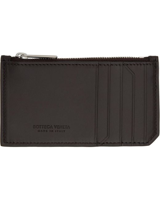 Bottega Veneta Black Intrecciato Piccolo Zipped Card Holder for men