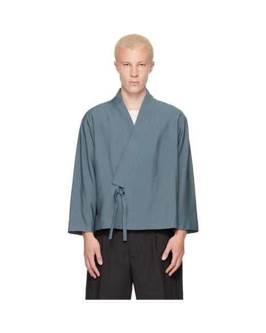 KENZO Blue Paris Viscose & Wool Kimono Jacket for men