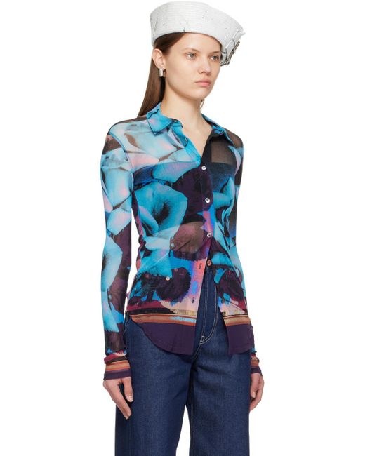 Chemise bleu et mauve à motif graphique Jean Paul Gaultier en coloris Blue
