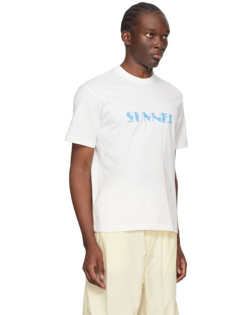 メンズ Sunnei ホワイト Classic Tシャツ Multicolor