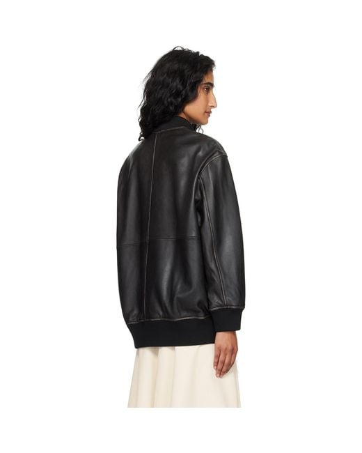 Weekend by Maxmara Black Tattico Leather Jacket