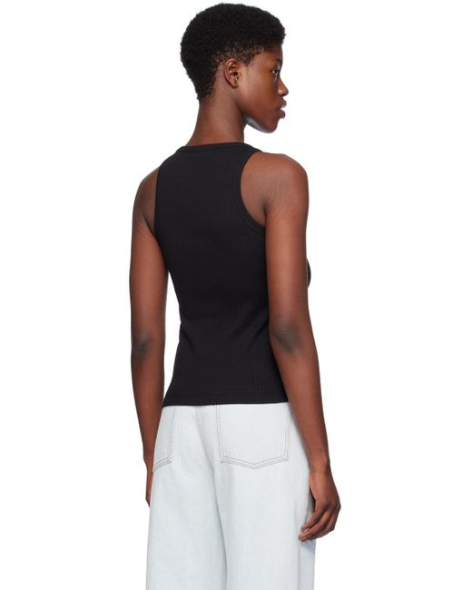 MSGM Black Embroidered Tank Top