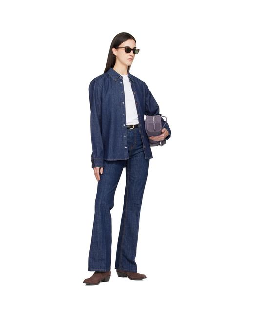 AMI Blue Denim Cotton Ami De Coeur Shirt