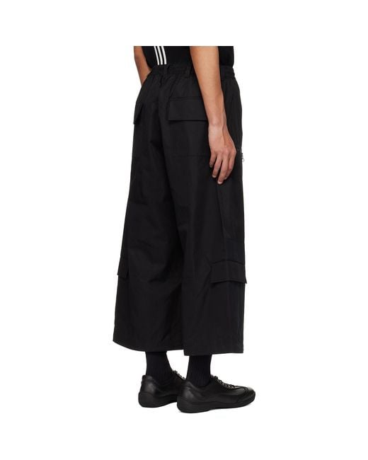 Y-3 Black Cropped Straight Leg Cargo Pants for men