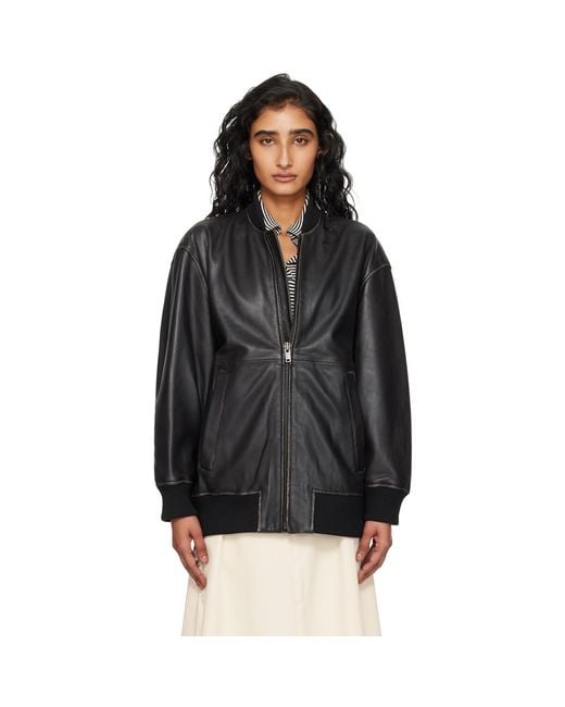Weekend by Maxmara Black Tattico Leather Jacket