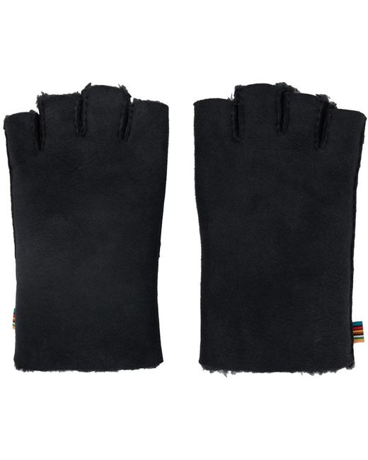 Paul Smith Black Navy Fingerless Gloves for men