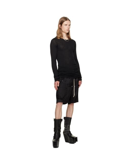 Rick Owens Black Tower Cargobela Shorts for men
