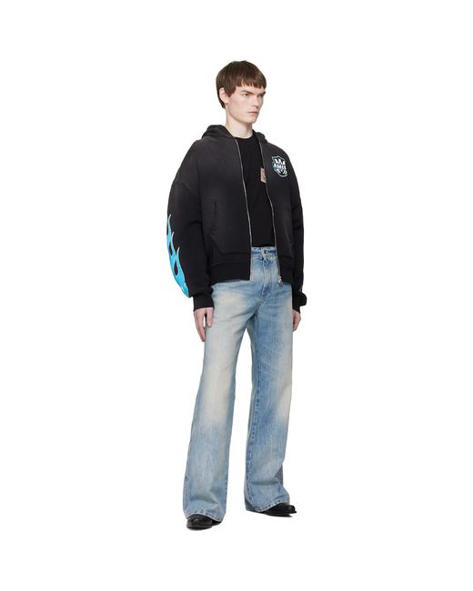 Amiri Black Ma Flames Zip Hoodie for men