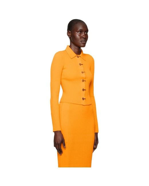 Dion Lee Orange Yellow Gradient Rib Cardigan