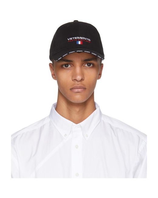 Vetements Black Haute Couture Logo Baseball Cap for men