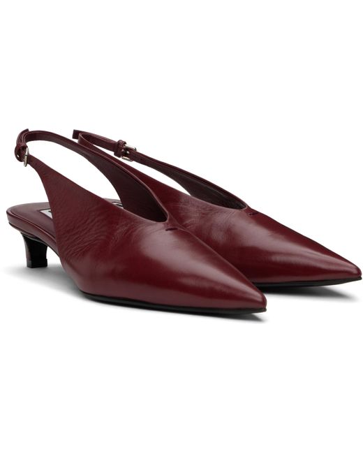 Jil Sander バーガンディ スリングバックヒール Black