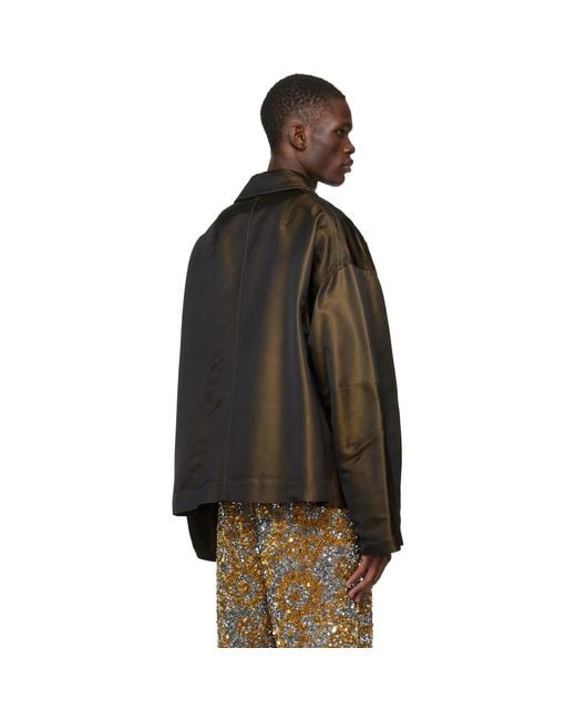 Dries Van Noten Black Dropped Shoulder Jacket for men