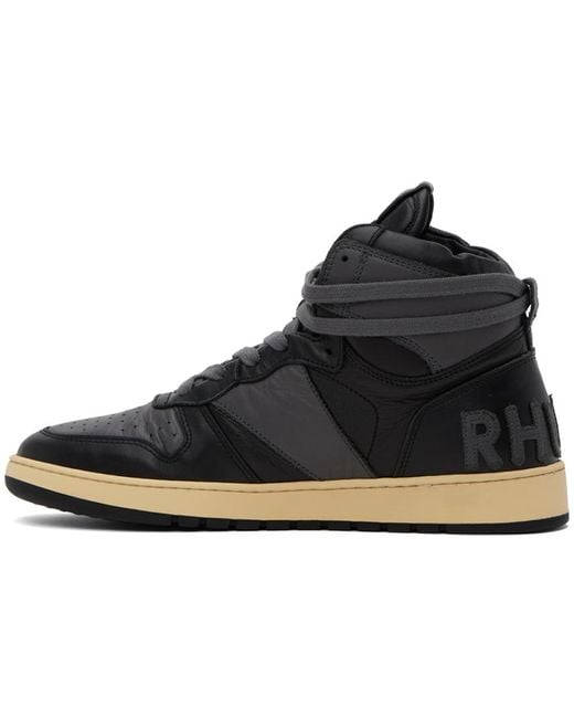 Rhude Black & Gray Rhecess Hi Sneakers for men