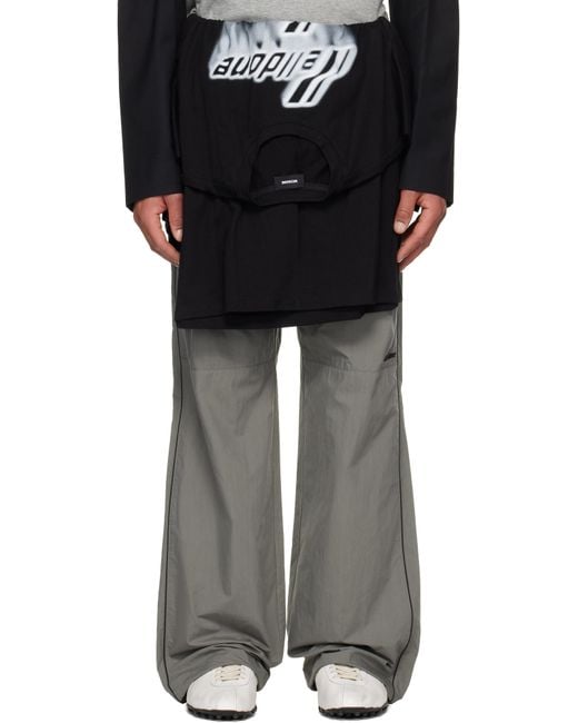 we11done Black Layered Track Pants for men