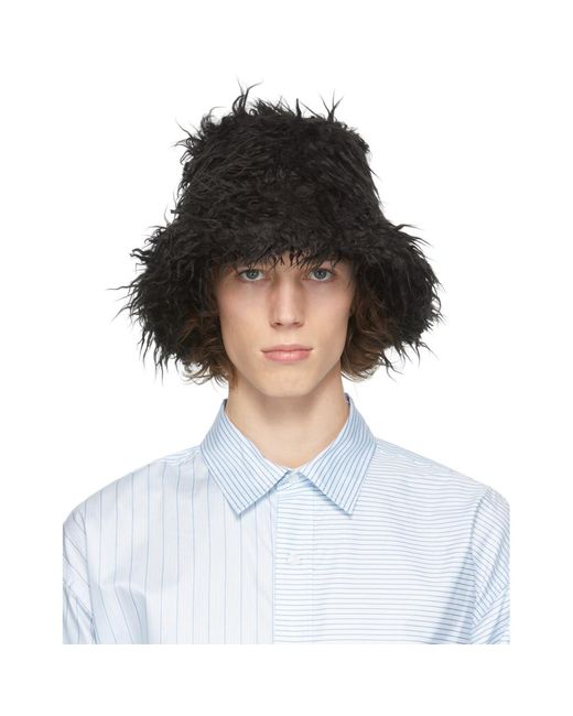 Eytys Black Faux-fur Silo Bucket Hat for Men | Lyst
