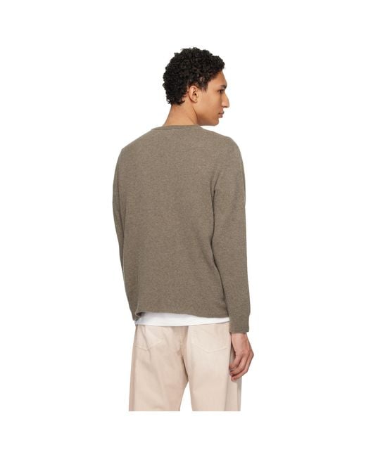 Merz B. Schwanen Brown Taupe Lightweight Merino Wool-Cashmere-Silk Sweater for men