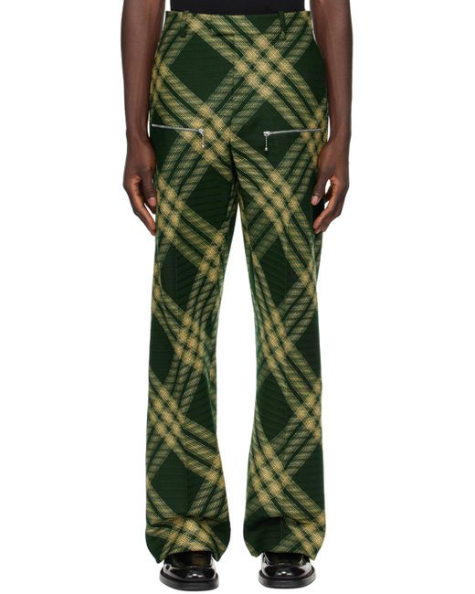 Burberry Green Check Trousers for men