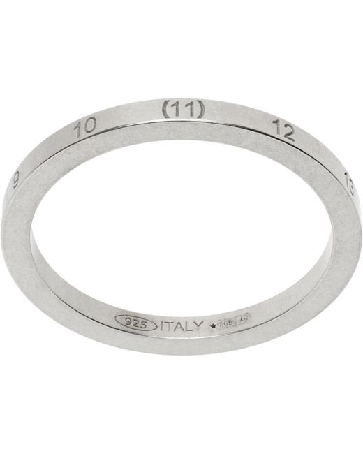 Maison Margiela White Silver Numerical Ring for men