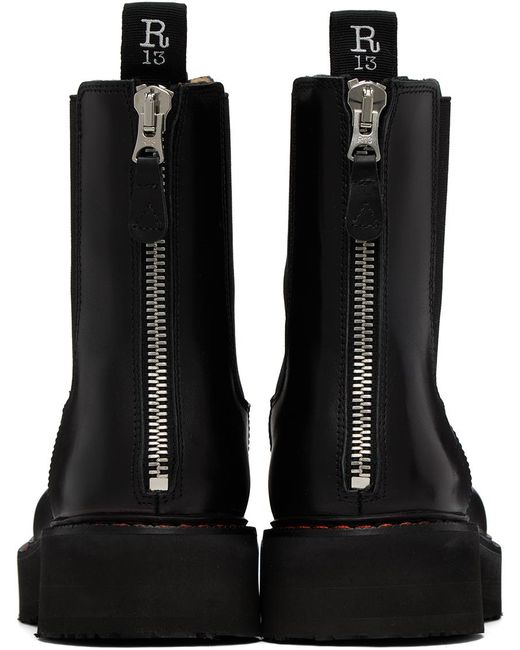 R13 Black Single Stack Chelsea Boots for men