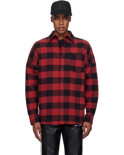 Palm Angels Red Classic Logo Overshirt for men
