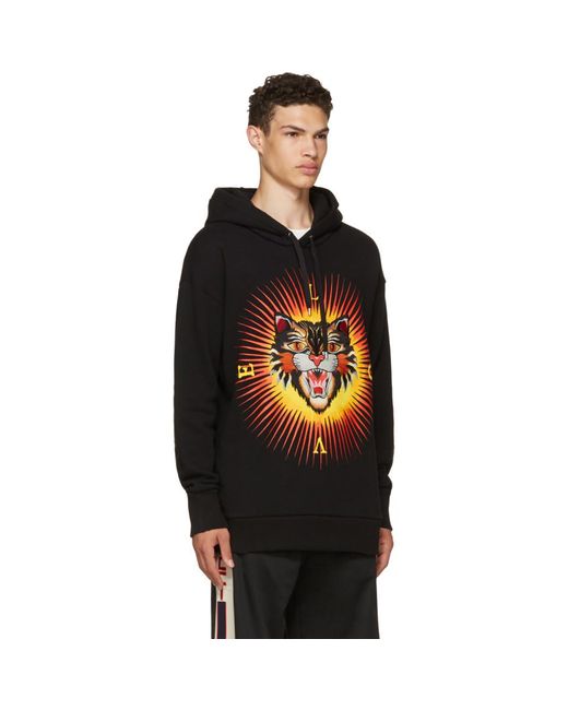 Gucci Cotton Black Angry Cat 'modern Future' Hoodie for Men | Lyst