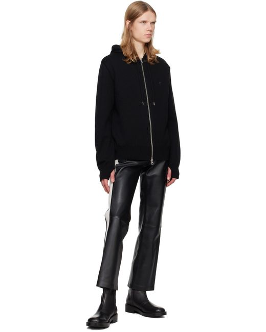 Courreges Black Zipped Wool Hoodie for men