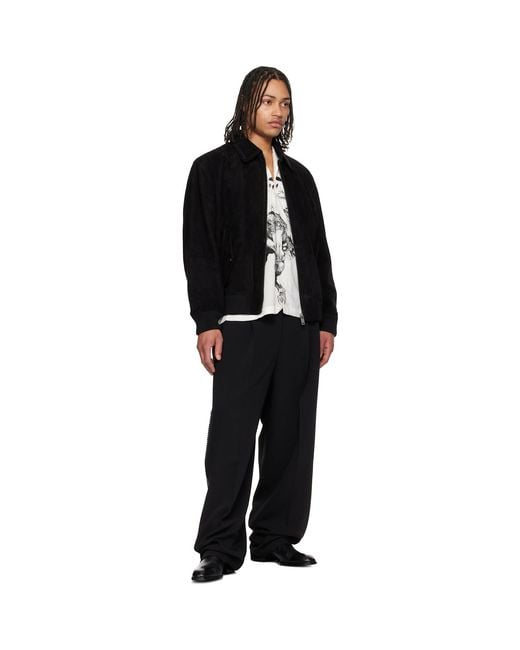 HUGO Black Pleat-Front Whipstitch Detail Trousers for men