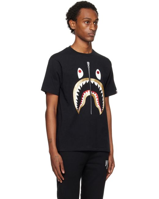 A Bathing Ape Black Glitter Shark T-shirt for men