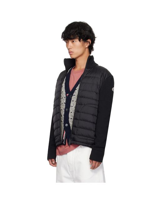 Moncler Black Quilted Down Cardigan for men