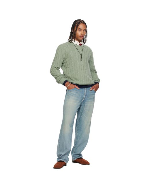 Polo Ralph Lauren Green 'The Iconic Cable-Knit' Cashmere Sweater for men